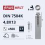 Savisriegiai Haushalt, DIN 7504K, 4,8 x 13 mm, 500 vnt.
