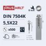 Savisriegiai Haushalt, DIN 7504K, 5,5 x 22 mm, 500 vnt.