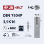 Savisriegiai Haushalt, DIN 7504P, 3,9 x 16 mm, 1000 vnt.