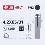 Savisriegiai Haushalt, DIN 14566, 4.2 x 65 mm, 200 vnt.