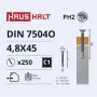 Savisriegiai Haushalt, DIN 7504O, 4,8 x 45 mm, 250 vnt.