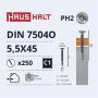 Savisriegiai Haushalt, DIN 7504O, 5,5 x 45 mm, 250 vnt.