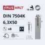 Savisriegiai Haushalt, DIN 7504K, 6,3 x 50 mm, 8 vnt.