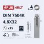 Savisriegiai Haushalt, DIN 7504K, 4,8 x 32 mm, 15 vnt.