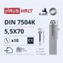 Savisriegiai Haushalt, DIN 7504K, 5,5 x 70 mm, 10 vnt.