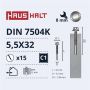 Savisriegiai Haushalt, DIN 7504K, 5,5 x 32 mm, 15 vnt.