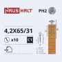 Savisriegiai Haushalt, DIN 14566, 4,2 x 65/31 mm, 10 vnt.