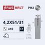 Savisriegiai Haushalt, DIN 14566, 4,2 x 51/31 mm, 10 vnt.