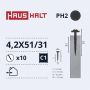 Savisriegiai Haushalt, DIN 14566, 4,2 x 51/31 mm, 10 vnt.