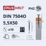 Savisriegiai Haushalt, DIN 7504O, 5,5 x 50 mm, 10 vnt.