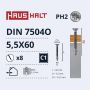 Savisriegiai Haushalt, DIN 7504O, 5,5 x 60 mm, 8 vnt.