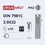 Savisriegiai Haushalt, DIN 7981C, 3.9 x 32 mm, 15 vnt.