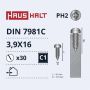 Savisriegiai Haushalt, DIN7981C, 3,9 x 16 mm, 30 vnt.