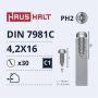 Savisriegiai Haushalt, DIN7981C, 4,2 x 16 mm, 30 vnt.