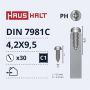Savisriegiai Haushalt, DIN7981C, 4,2 x 9,5 mm, 30 vnt.