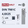 Savisriegiai Haushalt, DIN7981C, 4,8 x 25 mm, 25 vnt.