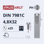 Savisriegiai Haushalt, DIN7981C, 4,8 x 32 mm, 25 vnt.