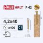 Medsraigčiai Haushalt, 4,2 x 40 mm, ZN, PH, 400 vnt.