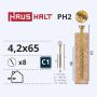 Medsraigčiai Haushalt, 4,2 x 65 mm, ZN, PH, 8 vnt.