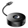 Šakotyvas BASEUS USB TypeA M, 4 x USB Type A F, 0.2m, juodas