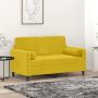 Dvivietė sofa su pagalvėlėmis, geltonos spalvos, 120cm, aksomas