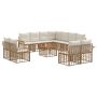 Lauko sofos komplektas 12 pcs Natūralus ir grietinėlės baltas