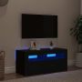 Televizoriaus spintelė su LED apšvietimu, juoda, 90x35x40cm