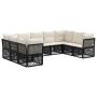 Sodo Sofų Rinkinys 9 pcs Juoda poliratanas