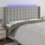 Galvūgalis su LED, šviesiai pilkas, 203x16x118/128cm, audinys