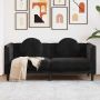 Dvivietė sofa su pagalvėlėmis, juodos spalvos, aksomas