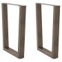 Valgomojo stalo kojelės, V formos, 2 vnt., natūralus plienas, 60x(72-73,3) cm, plienas