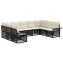Sodo Sofų Rinkinys 9 pcs Juoda poliratanas