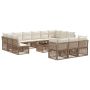 Sodo Sofų Rinkinys 14 pcs Smėlio poliratanas