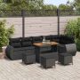 Sodo Sofų Rinkinys su pagalve 10 pcs Juoda Poli ratanas