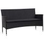 Trivietė sodo sofa su pagalvėlėmis, juodos spalvos, poliratanas