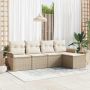 Lauko sofa su pagalve 5 pcs Smėlio poliratanas