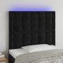 Galvūgalis su LED, juodos spalvos, 80x5x118/128cm, aksomas