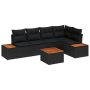 Sodo Sofų Rinkinys su pagalve 6 pcs Juoda Poli ratanas