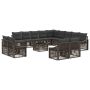 Sodo Sofų Rinkinys 14 pcs Pilka poliratanas