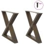Kavos staliuko kojelės, 2 vnt., natūralus plienas, 50x(42-43,3) cm, plienas