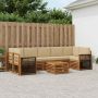 Lauko sofos komplektas su pagalve 8 pcs Natūralus ir bežinis