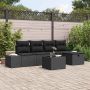 Sodo Sofų Rinkinys su pagalve 6 pcs Juoda poliratanas