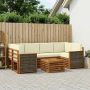Lauko sofos komplektas su pagalve 7 pcs Natūralus ir grietinėlė
