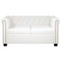 Chesterfield dvivietė sofa, dirbtinė oda, balta