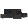 Sodo Sofų Rinkinys su pagalve 6 pcs Juoda poliratanas