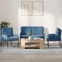 Sofų komplektai su pagalve 3 pcs Mėlyna 115 x 56 x 80 cm fanera