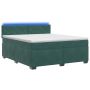 Lova su čiužiniu ir LED apšvietimu Tamsiai žalia 140 x 190 cm