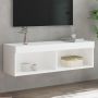 TV spintelė su LED lemputėmis, baltos spalvos, 100x30x30cm