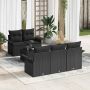 Sofos komplektas su pagalve 6 pcs Juoda poliratanas