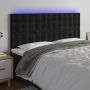 Galvūgalis su LED, juodos spalvos, 160x5x118/128cm, aksomas